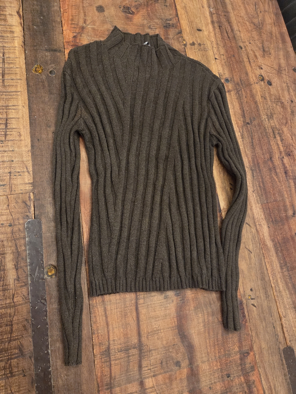 Design Lab Lord & Taylor Ribbed Cowl-Neck Sweater - Brown